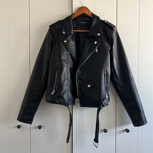 Faux black leather jacket